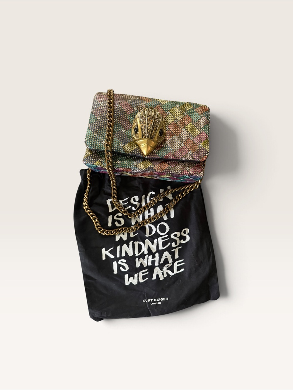 Kurt Geiger London "The Kensington" Rainbow Crystal Eagle Crossbody Bag